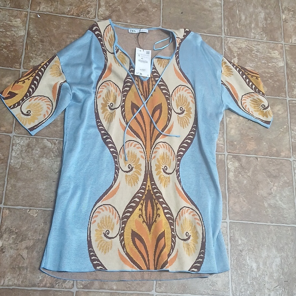 NWT Zara Viscose Sweater Dress Kimono V Droop Drop Size Small